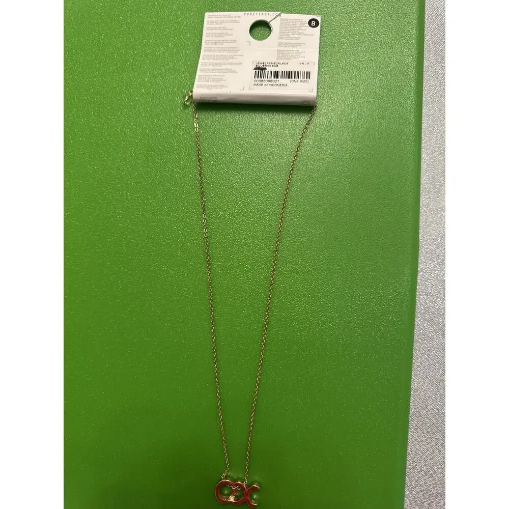 NWT Forever 21 XO Pendant Necklace Cubic Zirconia Dainty Layer